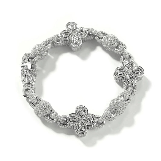 Vivace Gioielli Bracciale Foglie Zirconi Elegante